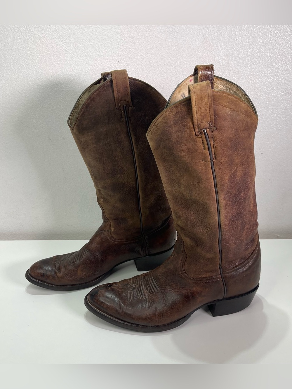 Vintage Larry Mahan Brown Leather Cowboy Boots9.5 Western Cowboy Rodeo